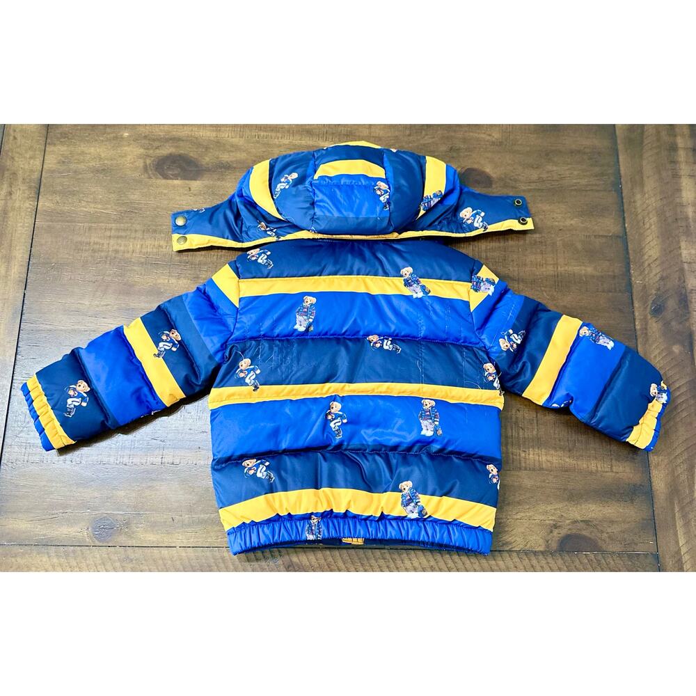 Polo Ralph Lauren Toddler Boys‎ 3T Blue Yellow Polo Bear Puffer Jacket Hooded - Picture 6 of 10